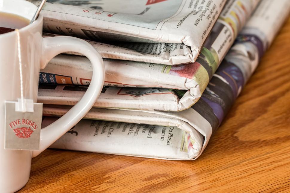 Free Image of Newspaper With Tea 