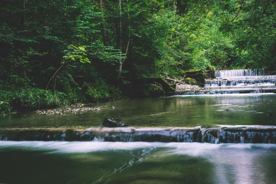 Free Image of Deep Forest Waterfall  