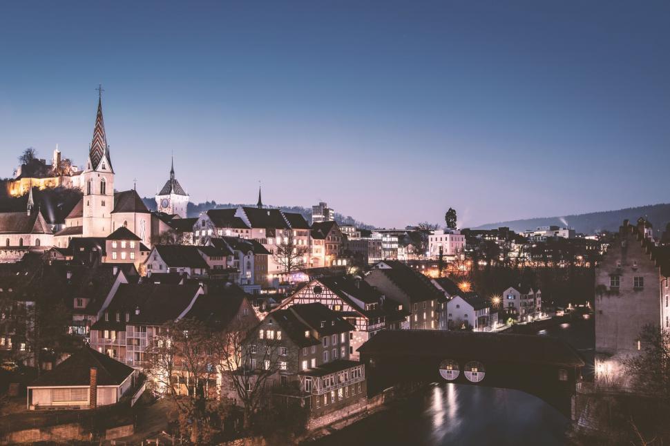 Free Image of City View With Bridge in Foreground 