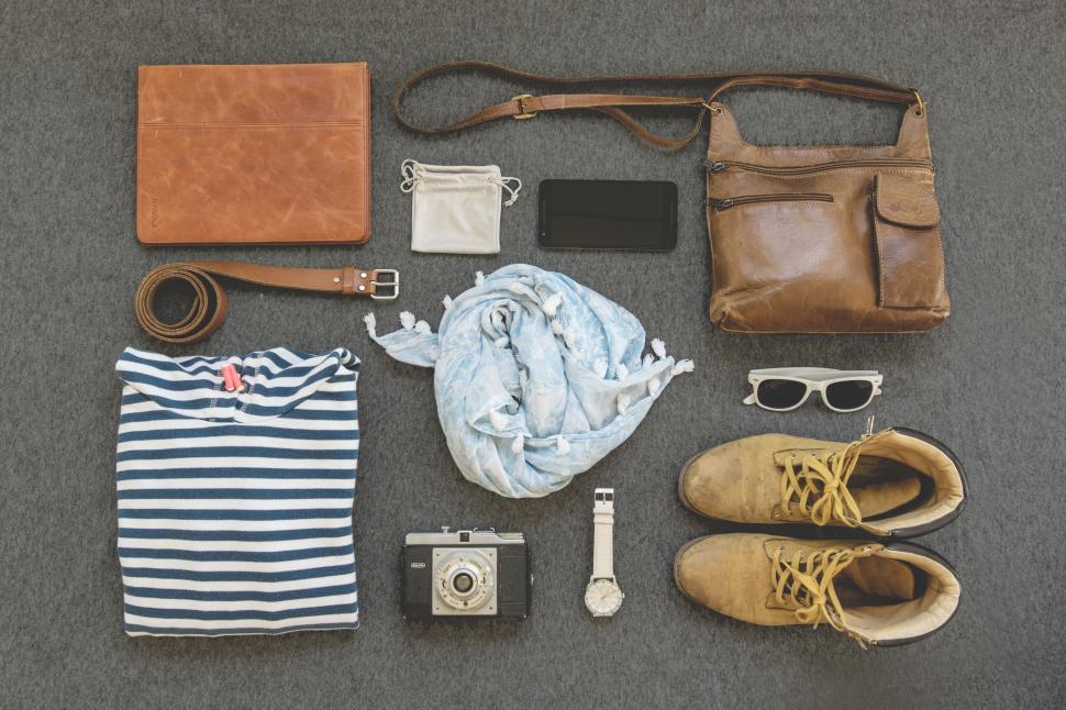 Free Image of Overhead view of Fashion Accessories  