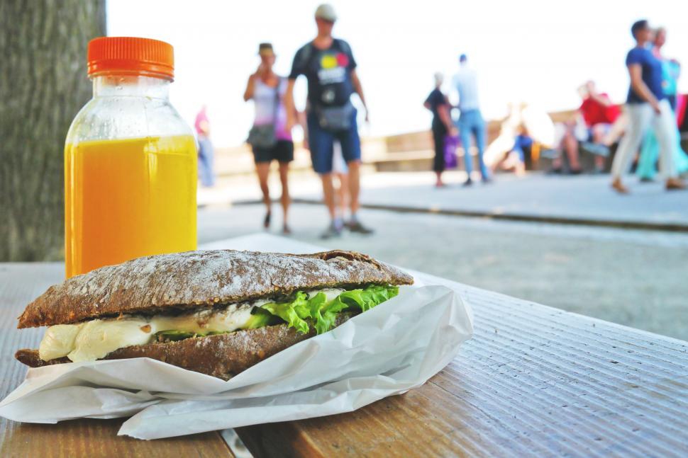 Free Image of Sandwich and Orange Juice  