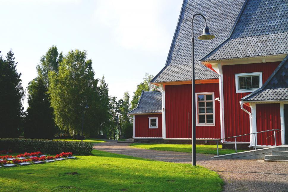 Free Image of Red wooden church in Iitti 