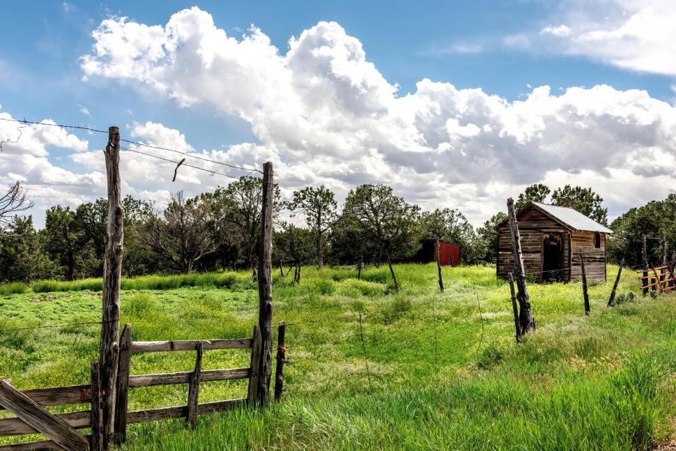 Free Image of Log Cabin with fence  