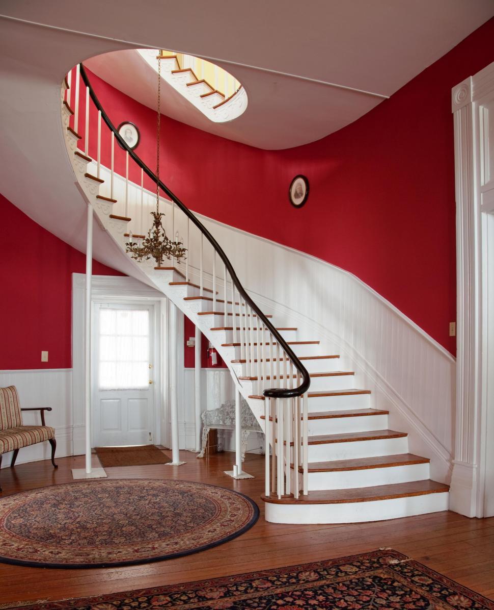 Free Image of Red and white Staircase  