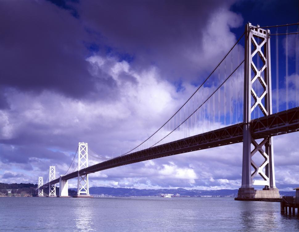 Free Image of Oakland Bay Bridge - Evening Sky  
