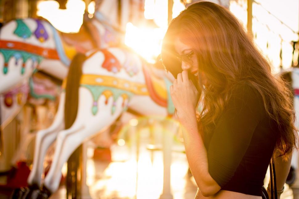 Free Image of Woman at amusement park  