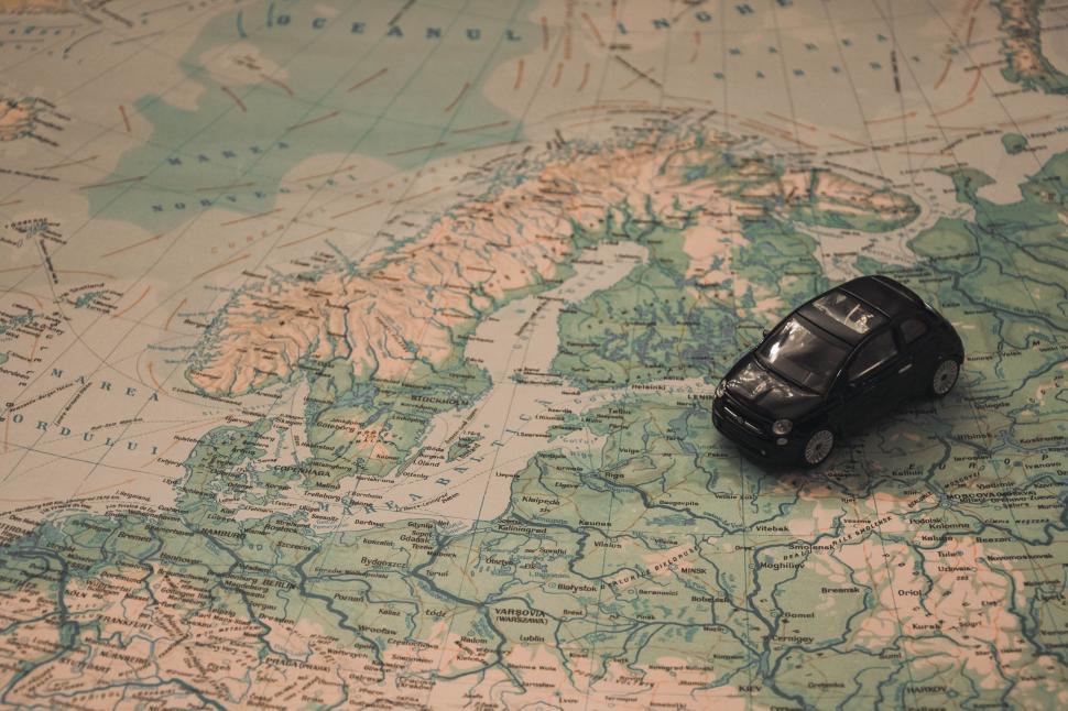 Free Image of Miniature car on map  