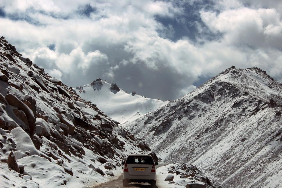 Free Image of Road in snow mountain - Winter Landscape  