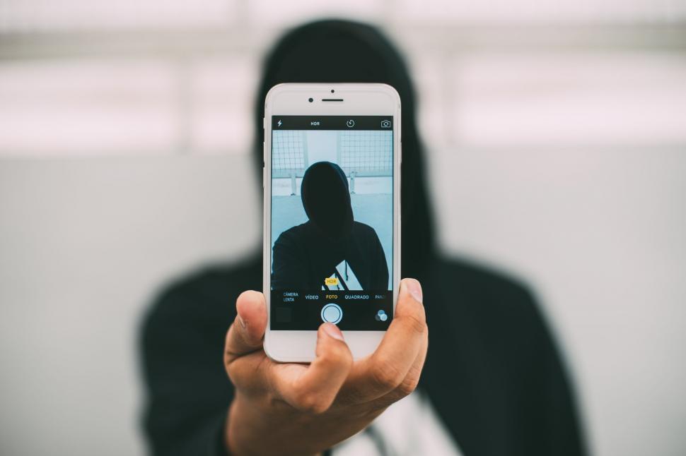 Free Image of Anonymous using phone camera  
