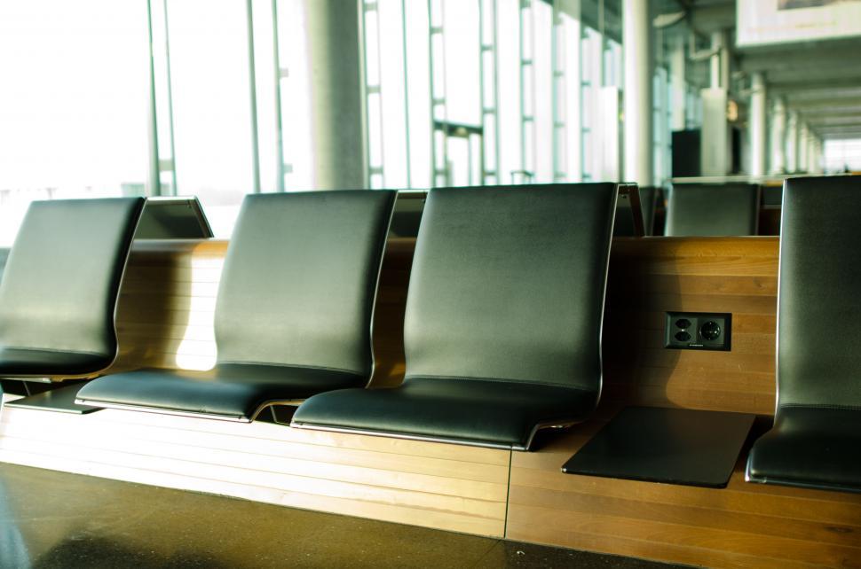 Free Image of Chairs at lounge in Airport  