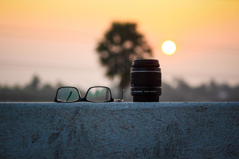 Free Image of Camera Lens and Sunrise  
