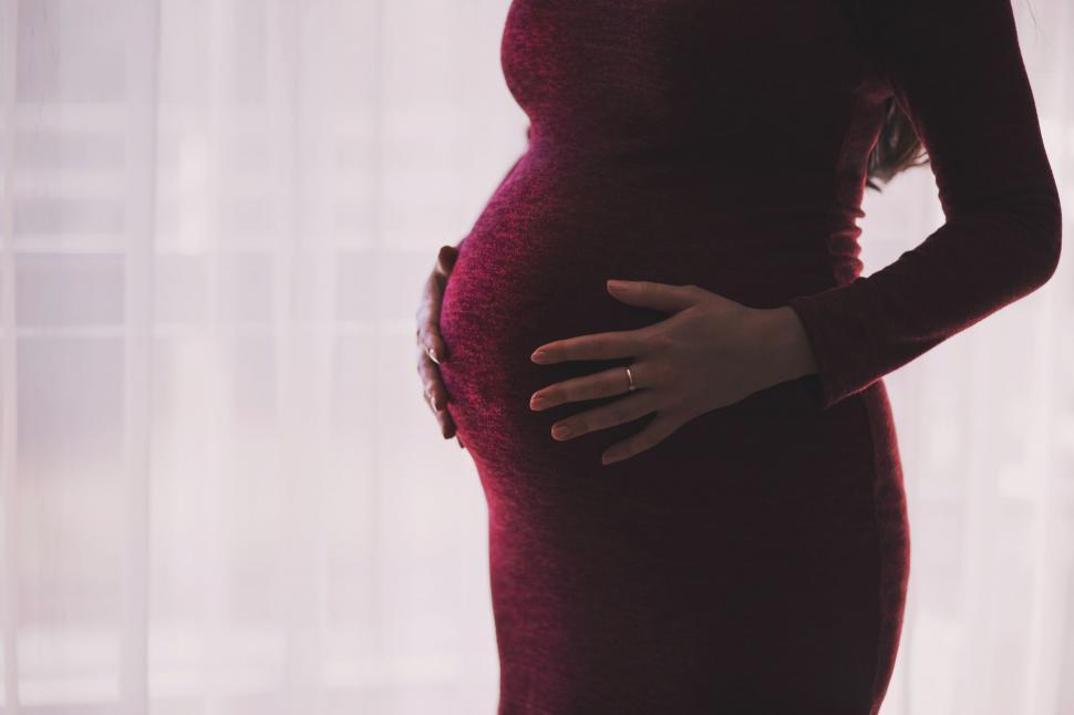 Free Image of Pregnant Woman with Wedding Ring  