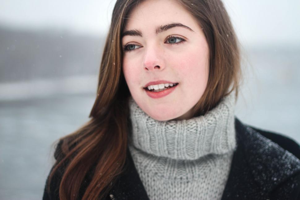 Free Image of Winter Portrait of caucasian woman 
