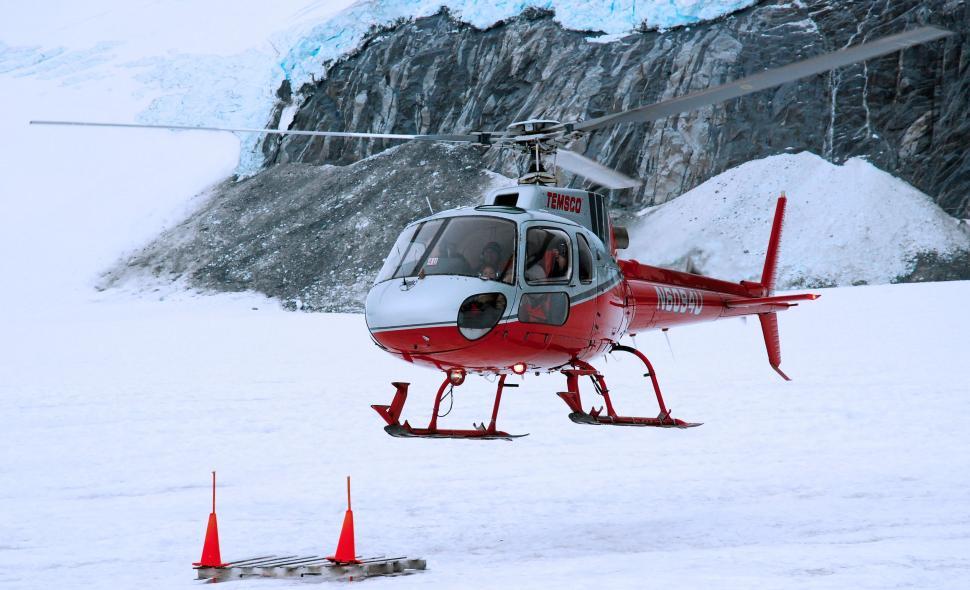 Free Image of Red Helicopter in Snow  