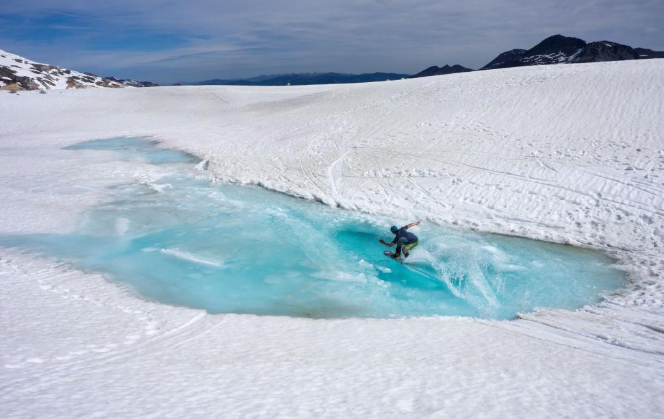 Free Image of Surfing on the Snow  