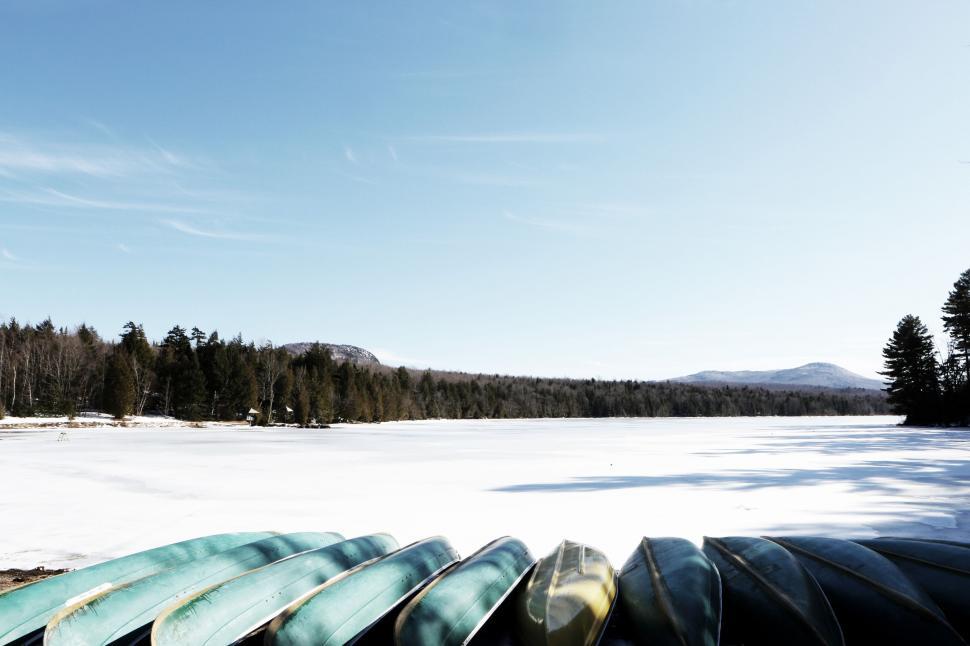 Free Image of Frozen Lake and trees  