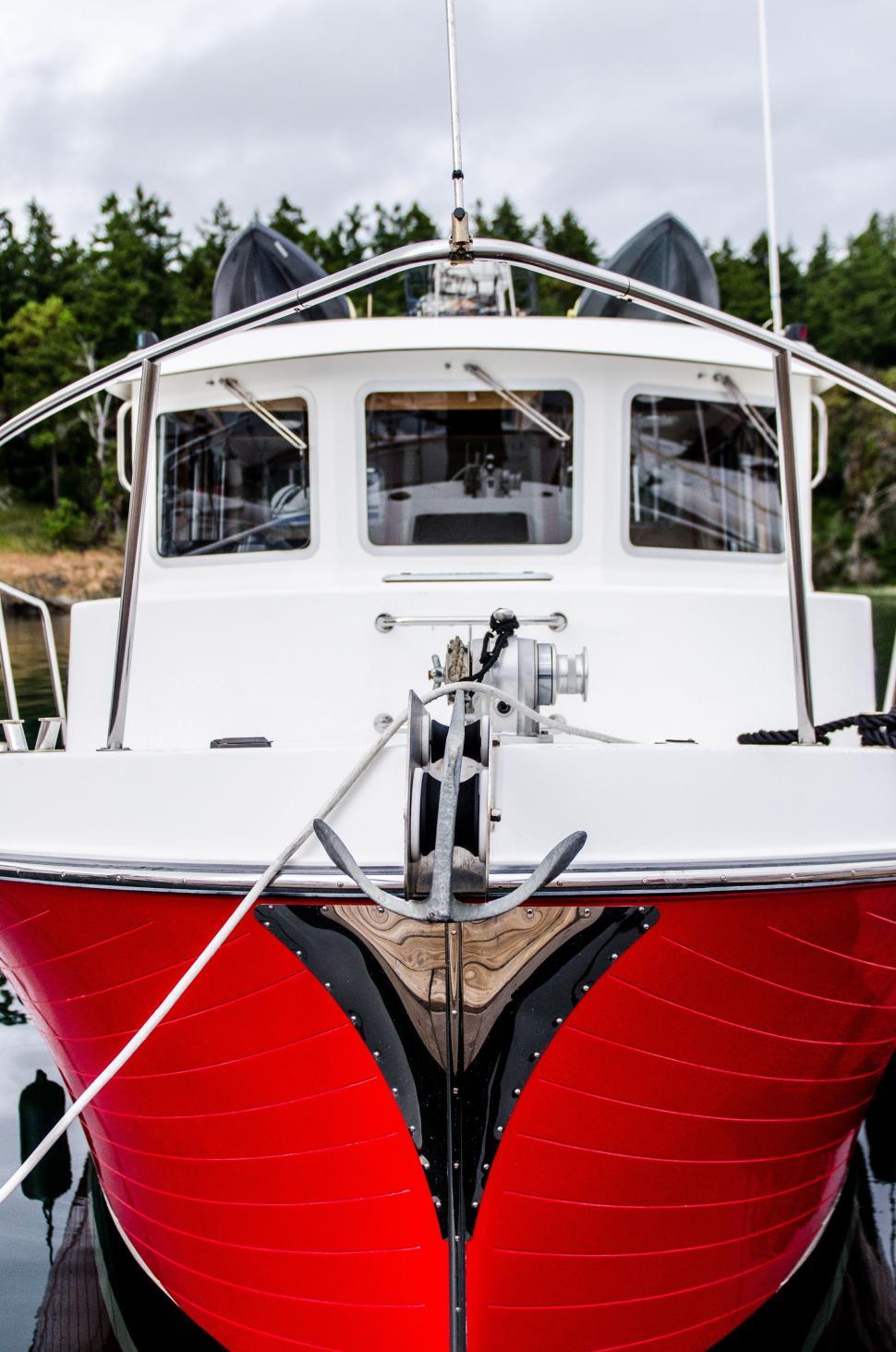 Free Image of Red Boat and Anchor 