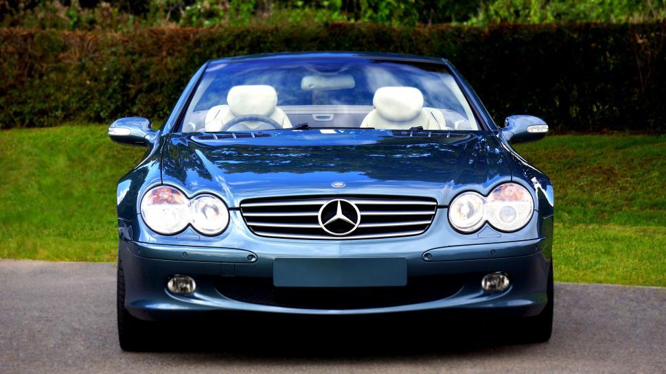 Free Image of Headlights and Bonnet of Mercedes-Benz Car  