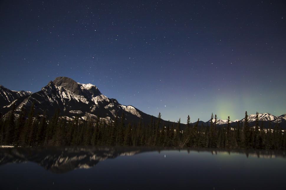 Free Image of Night View of Mountain Range  