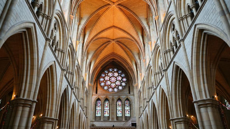 Free Image of Stained Glass and Interior of Church  