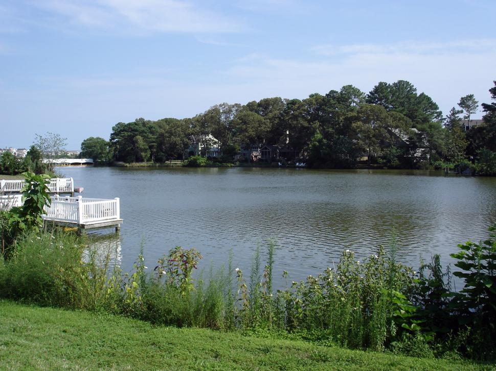 Free Image of Lake view with white pier #1 