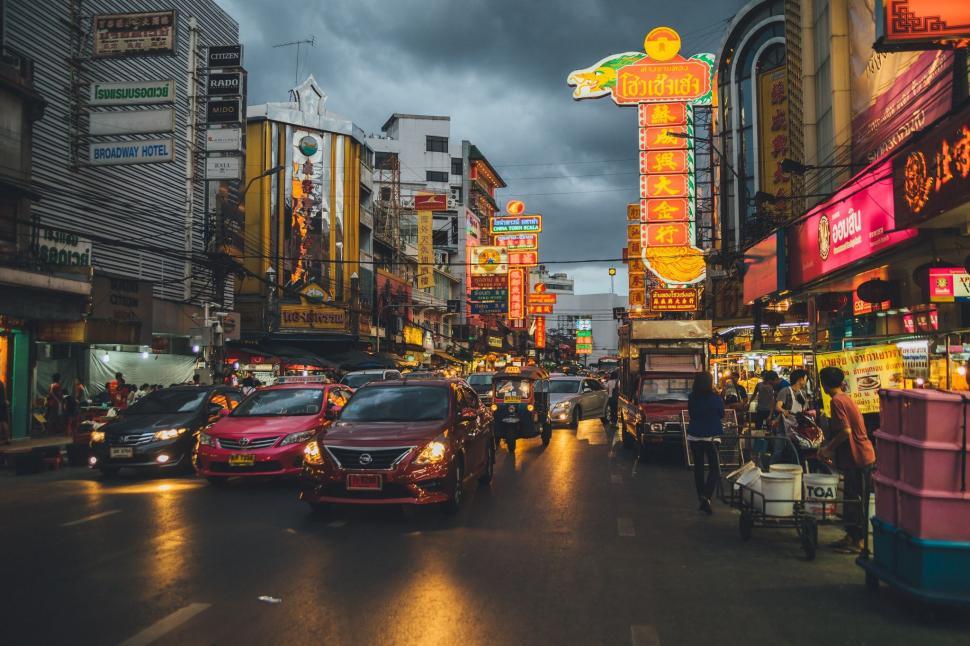 Free Image of City Street With Night Lights  