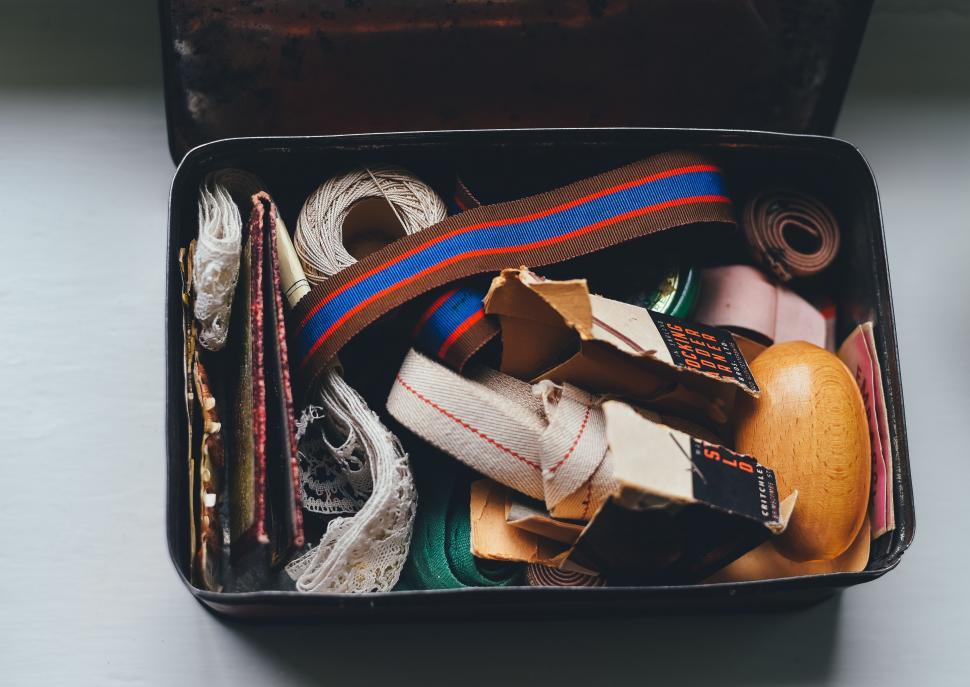 Free Image of Box of yarn and threads  