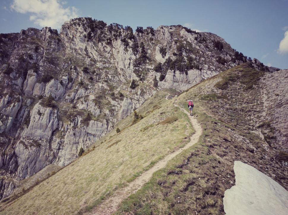 Free Image of Hiker on Mountain  