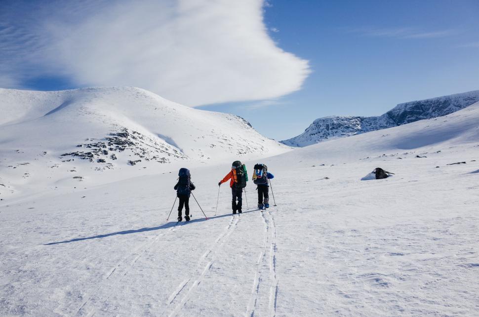 Free Image of Three Skier in Snow 