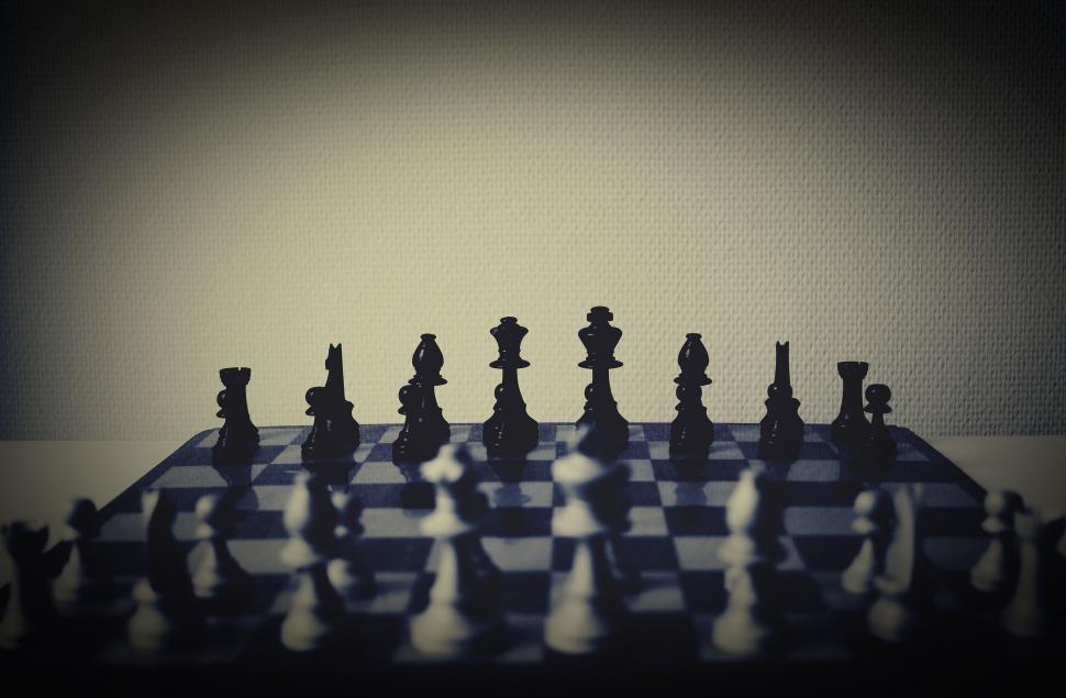 Free Image of Chess Board with players - Monochrome  
