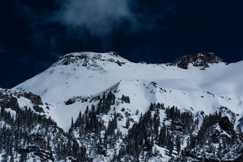 Free Image of Snow Mountains during night time  