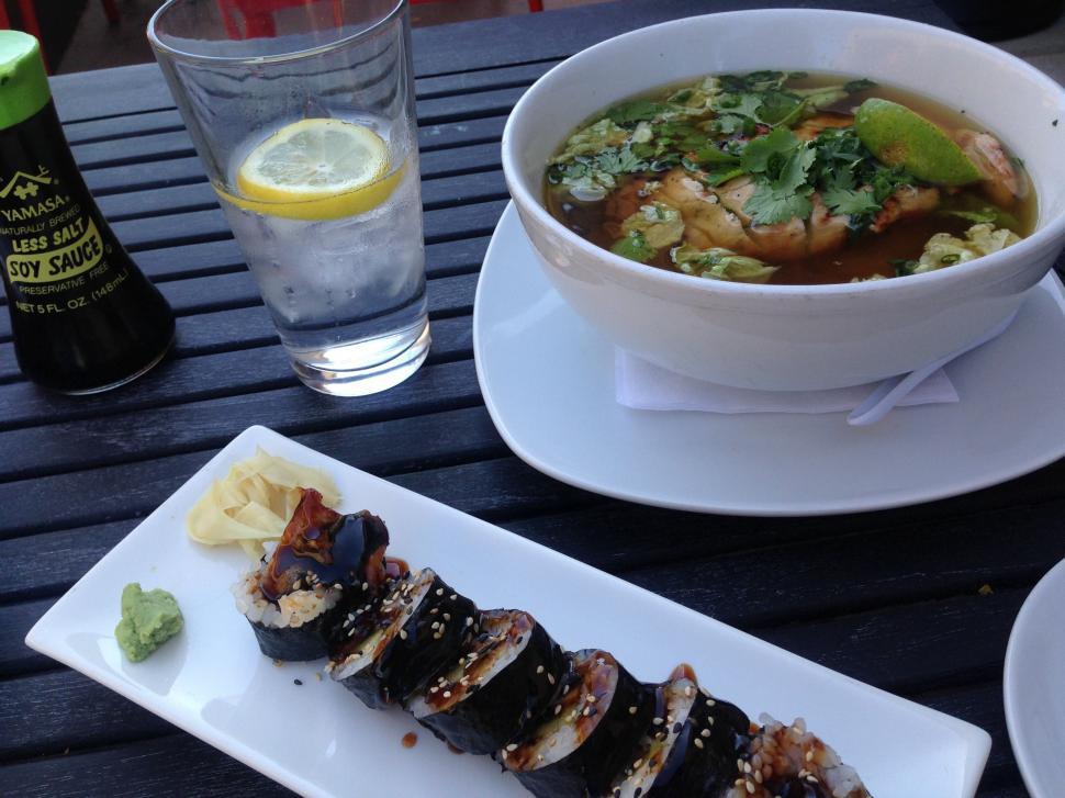 Free Image of Sushi On Plate in Restaurant  