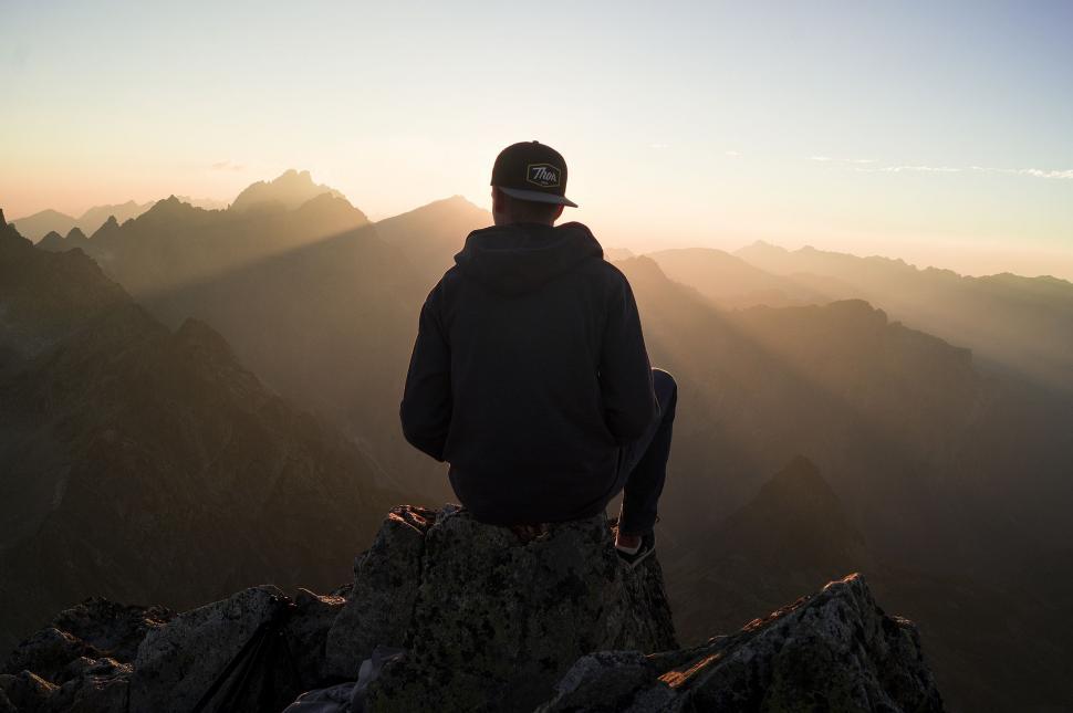 Free Image of Alone Man on Mountain 