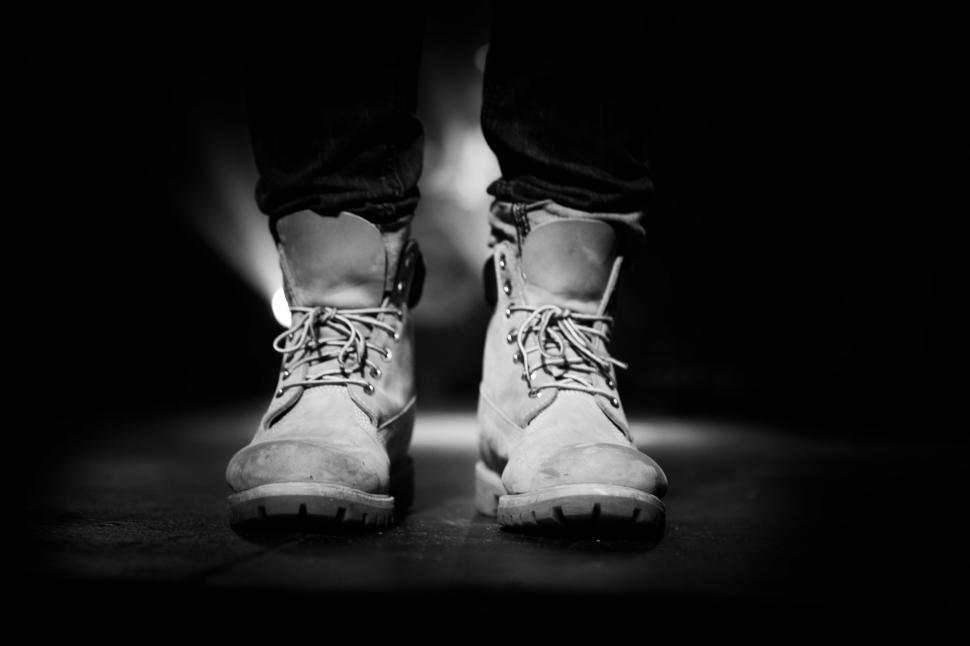Free Image of Leather Boots - Black and White  