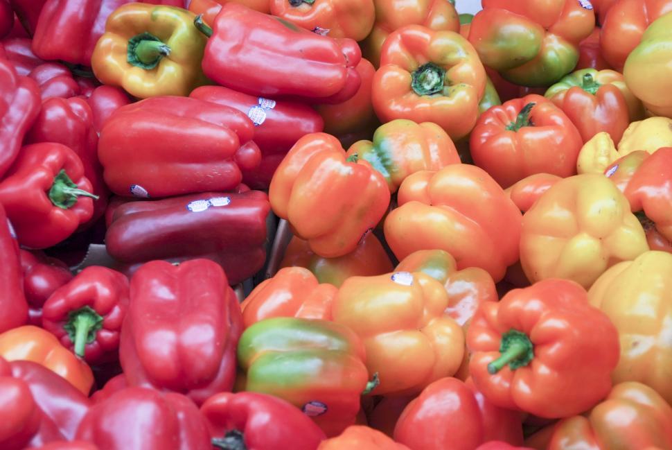 Free Image of Red, Yellow, Orange Bell Peppers 