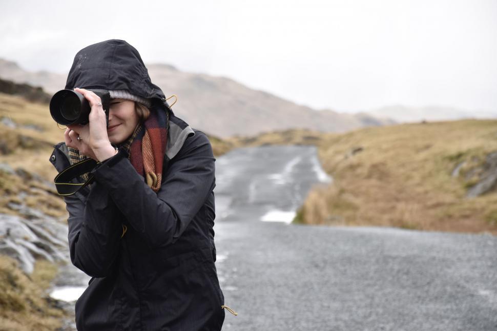 Free Image of Girl With Camera on Road  