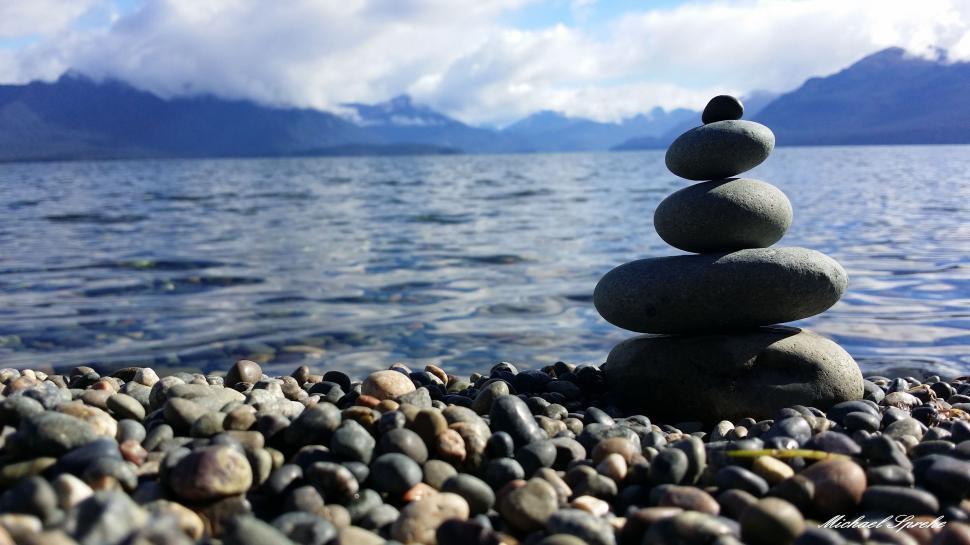 Free Image of Zen stones near river 