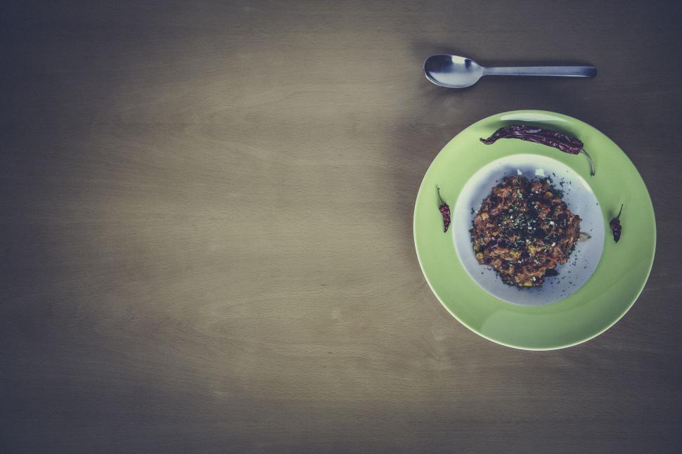 Free Image of Cooked food on Plate with Spoon 