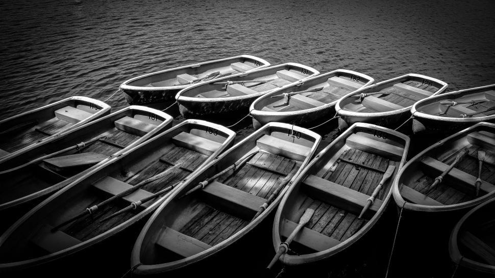 Free Image of Moored Boats on Sea  