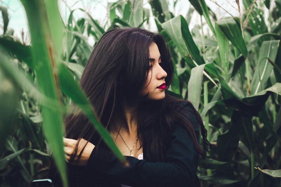 Free Image of Woman in Corn Field  