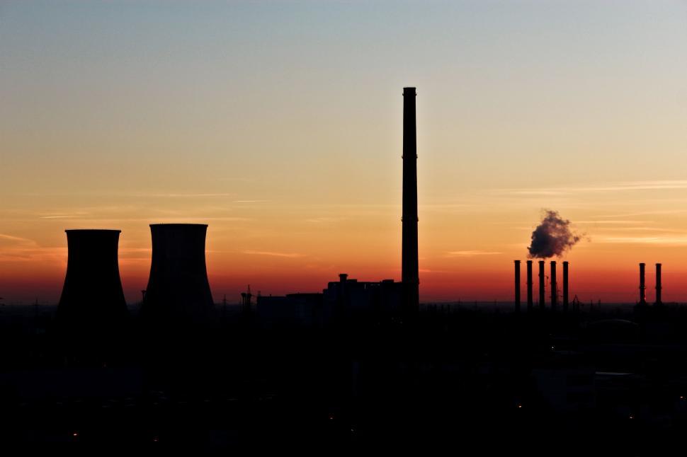 Free Image of Industrial Factory and Sunset Sky  
