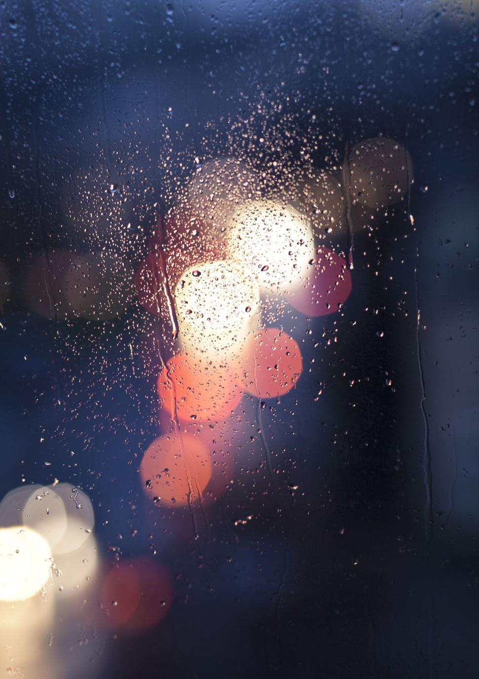 Free Image of Water drops on glass window  