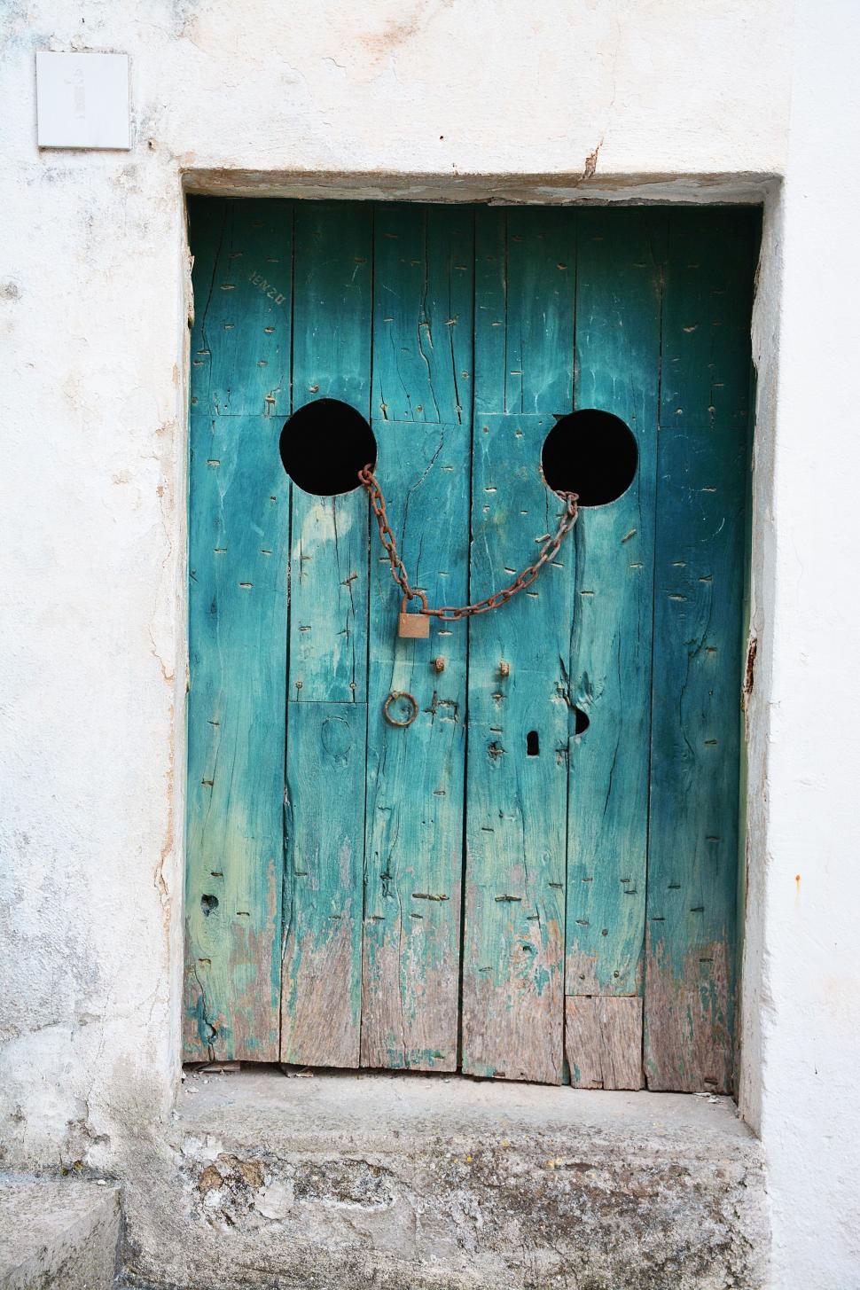 Free Image of Wooden Plank Door with lock 