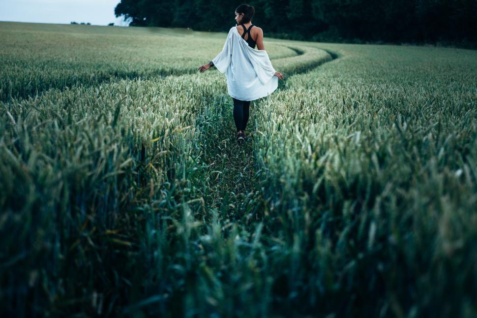 Free Image of Woman in Crop Field  