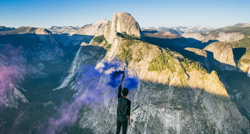 Free Image of Smoke bomb on Mountains  