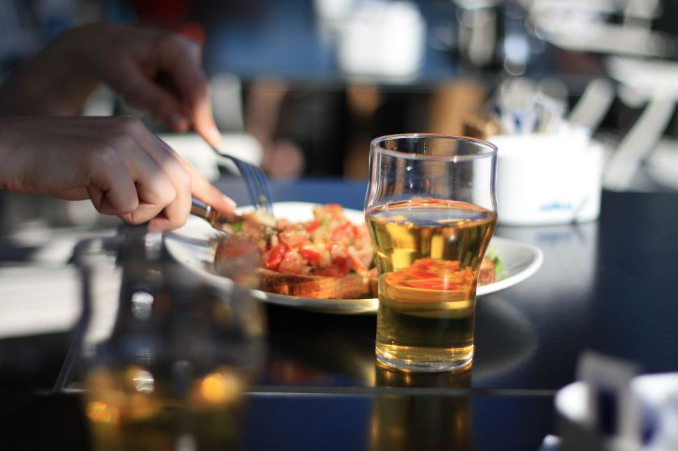Free Image of Beer Glass on Restaurant Table 