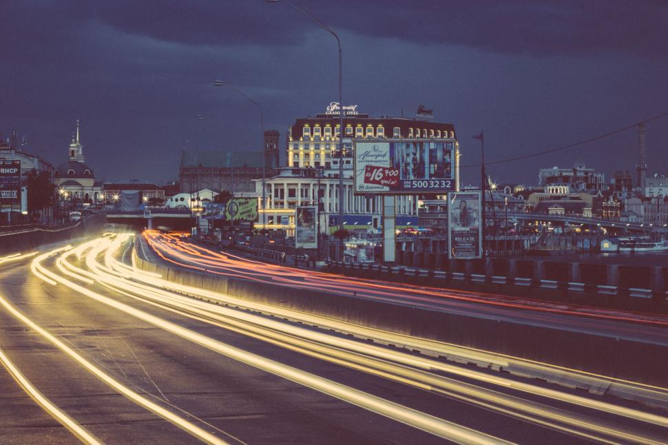 Free Image of Light Trails on Road 