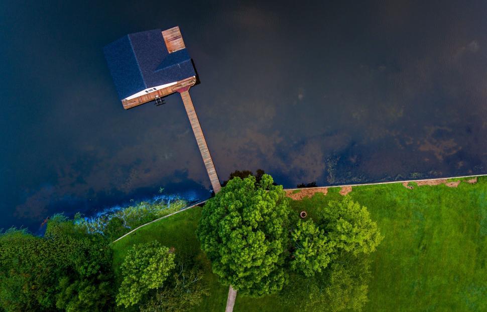 Free Image of Top View of Lake House 