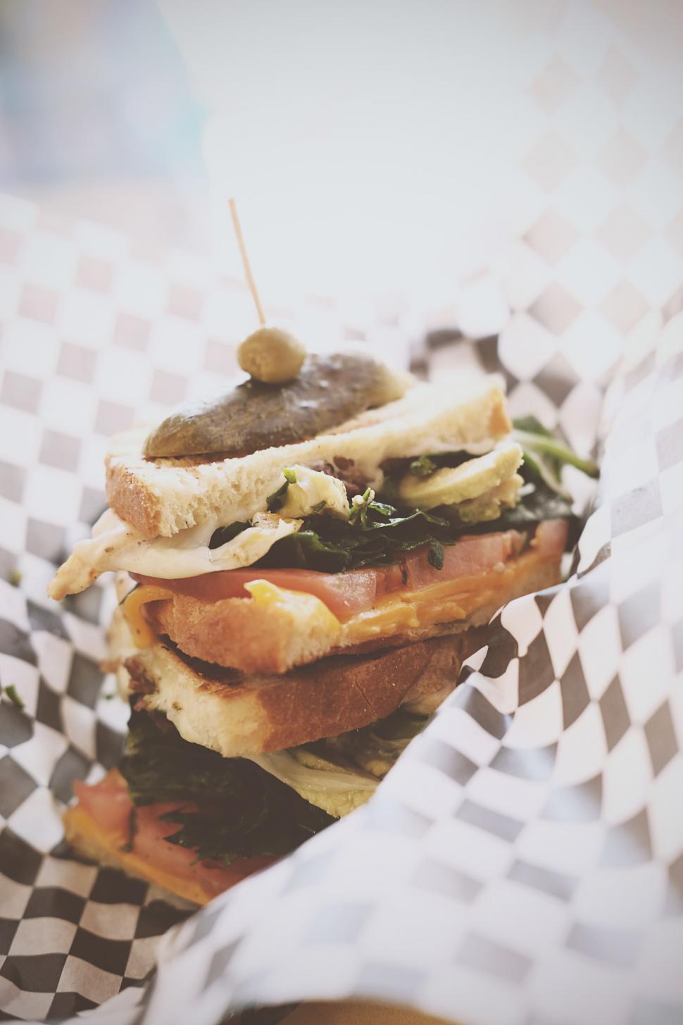 Free Image of Double cheese and tomato sandwich 