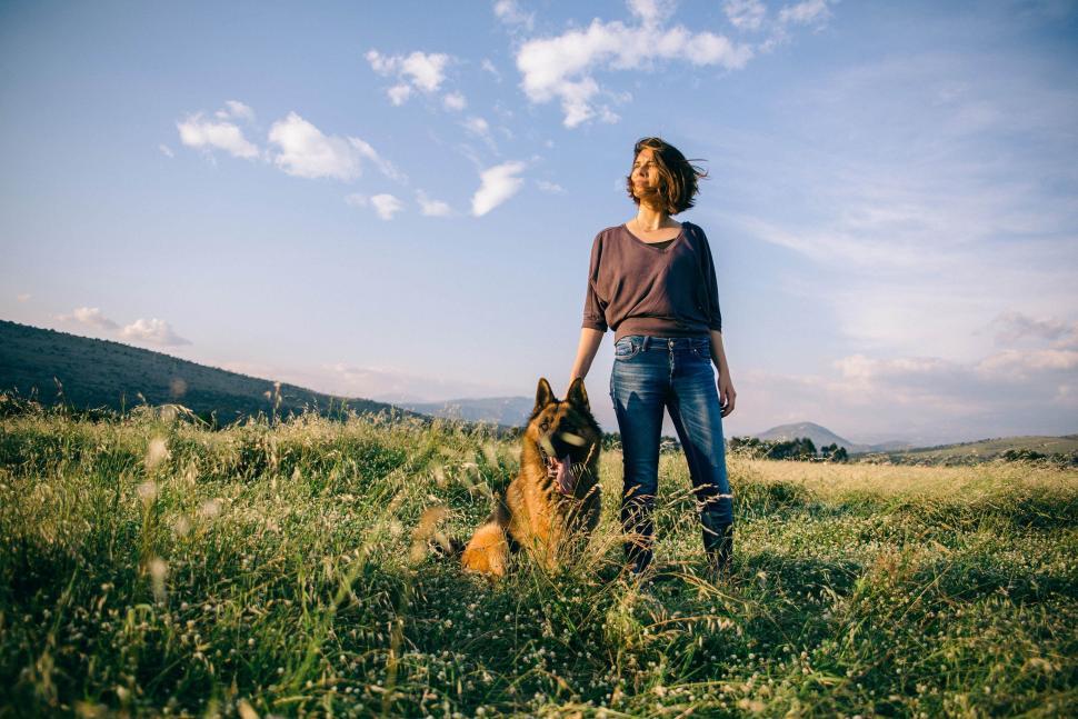 Free Image of Woman with German Shepherd Dog  